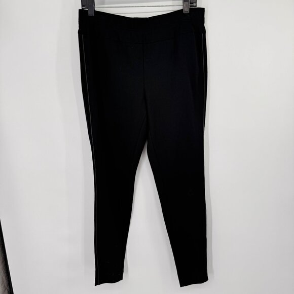 J.Jill Womens Ponte Leggings Black size Medium faux leather trim - Picture 12 of 12